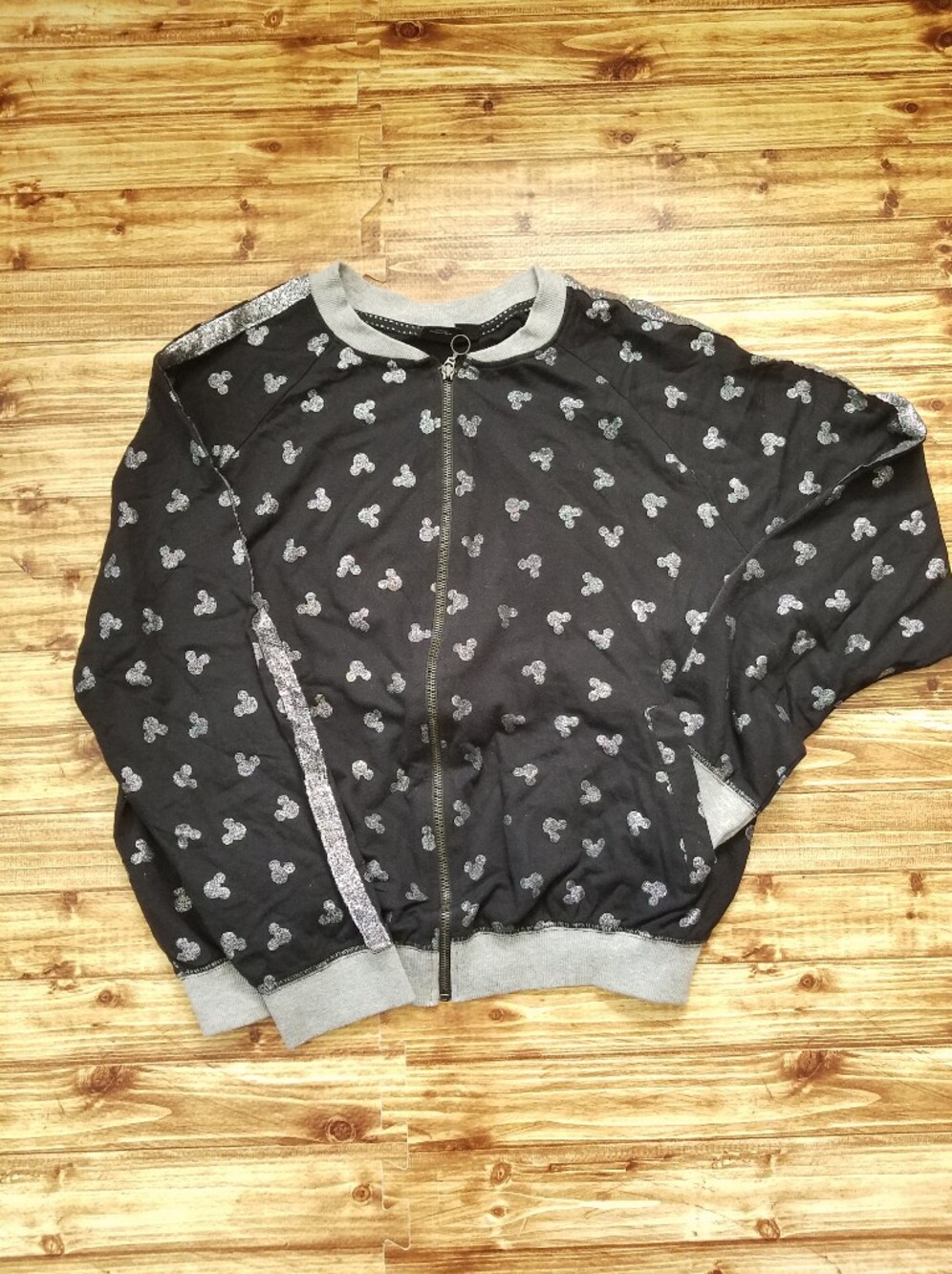 Disney Primark Mickey Mouse Silver Zip Up Track Jacket Size XL